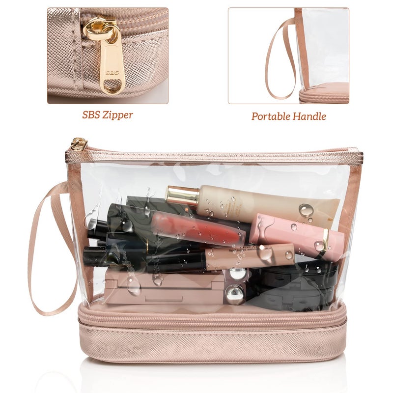 Ethereal Clear Makeup Bag  TSA Travel Makeup Organizer Bag Rose Gold Makeup Bags for Women Small Cosmetic Bag Portable Makeup Bag for Purse - Image 3